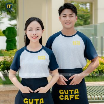 Combo áo thun và tạp dề đồng phục thương hiệu GUTA CAFE