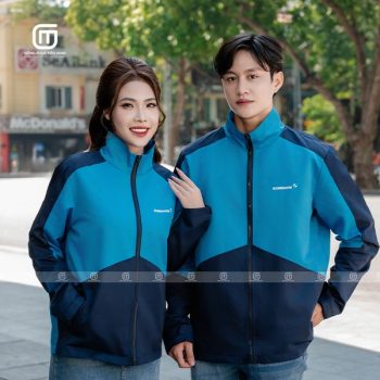 Đồng phục áo gió màu xanh đen và xanh tân đảo