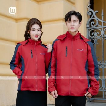 Đồng phục áo gió màu xanh đen và đỏ đô