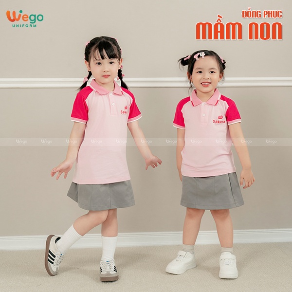 Chân váy chữ A đồng phục mầm non màu ghi