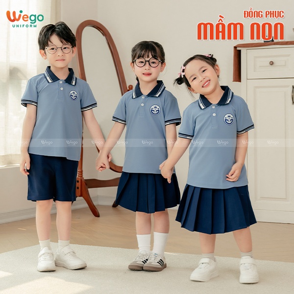 Chân váy xếp ly đồng phục mầm non màu xanh đen