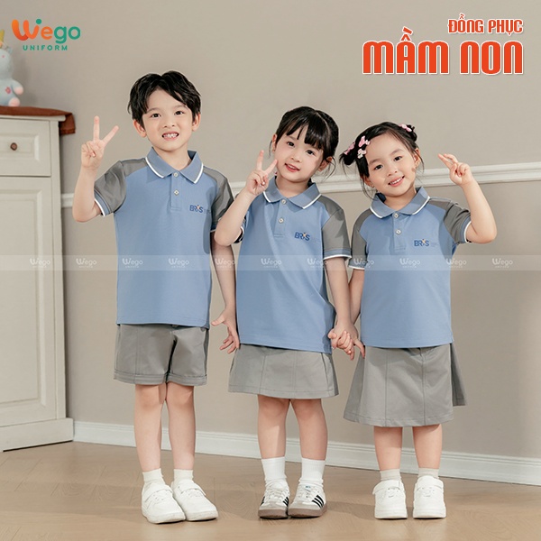 Quần sooc đồng phục mầm non màu ghi