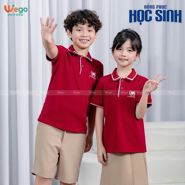 Áo thun phông Đồng phục học sinh màu đỏ đô