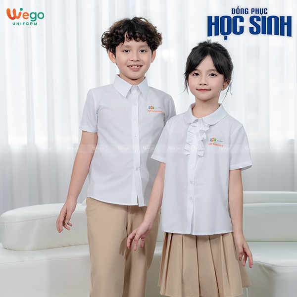 Áo sơ mi cộc tay đồng phục học sinh màu trắng