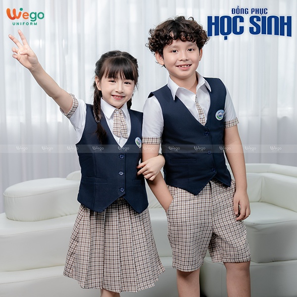 Áo gile đồng phục học sinh màu xanh đen