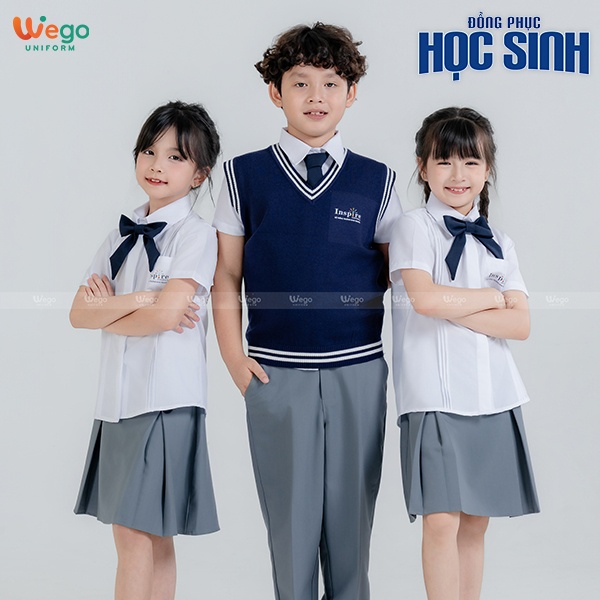 Áo gile đồng phục học sinh màu xanh đen