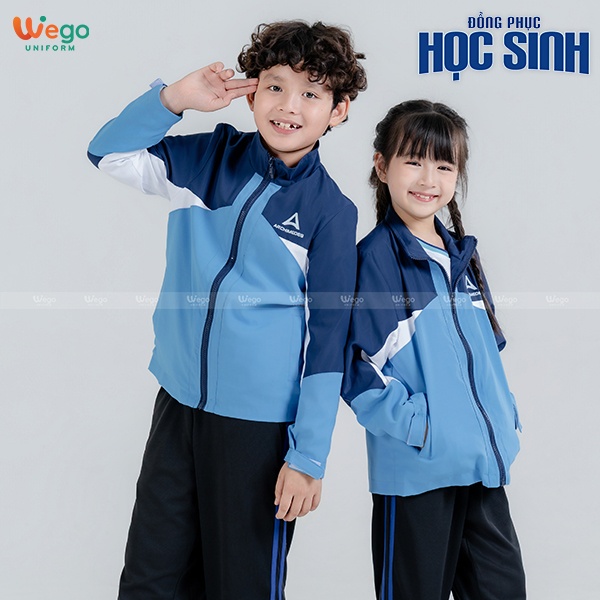 Áo khoác gió đồng phục học sinh màu xanh đen