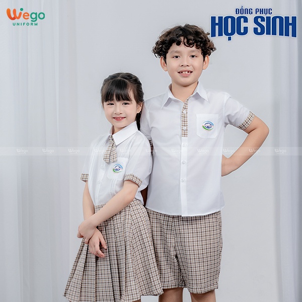 Áo sơ mi cộc tay đồng phục học sinh màu trắng 01