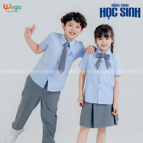 Áo sơ mi cộc tay đồng phục học sinh màu xanh nhạt